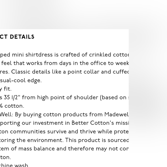 Madewell NWOT collared button front mini shirt dress size Small POCKETS! - Picture 8 of 13